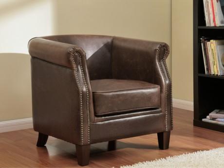 Fauteuil club en cuir vieilli ENGUERRAND