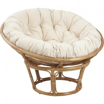 Fauteuil Papasan En Rotin Avec Coussin Écru - Aubr