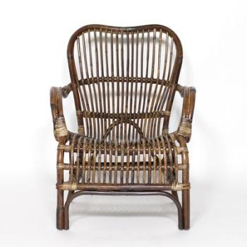 Fauteuil en rotin bicolore vintage