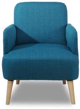 Fauteuil rétro design tissu et pieds bois clair Br