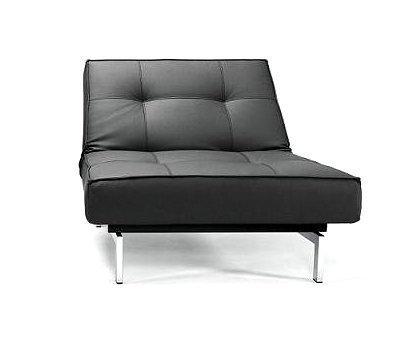 Fauteuil lit design SPLITBACK CHROME noir Leather