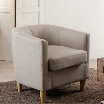 Fauteuil cabriolet tissu couleur lin PERRY Fauteuil cabriolet tissu couleur