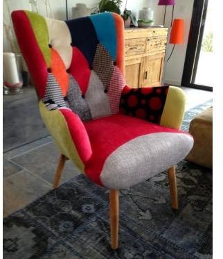 Fauteuil patchwork scandinave Java Fauteuil patchwork scandinave