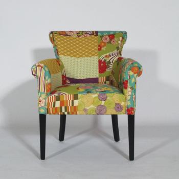 Fauteuil Tissu Coloré Jaune Patchwork