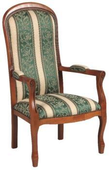 Fauteuil VOLTAIRE merisier et tissu vert