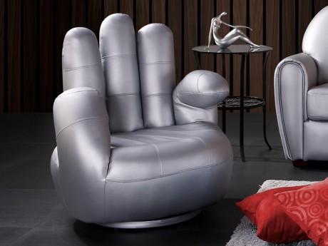 Fauteuil main pivotant CATCHY en simili - Argenté