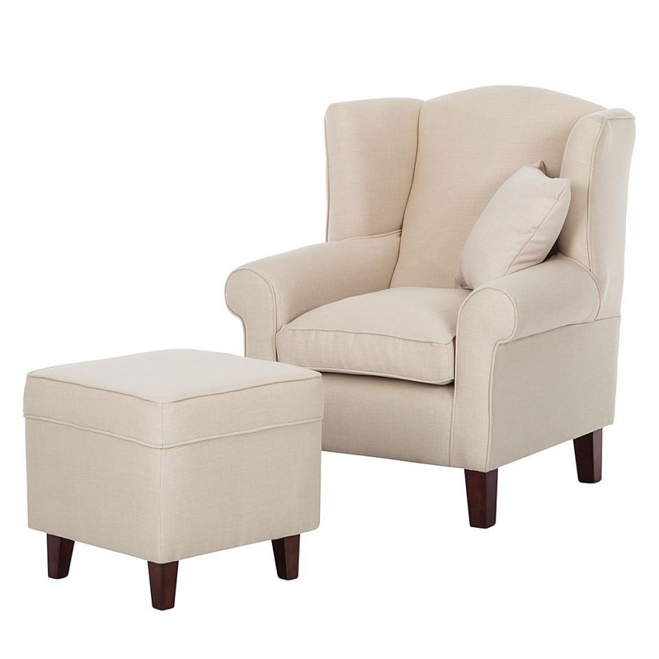 Fauteuil à oreilles Colmar - Tissu - Avec repose-p