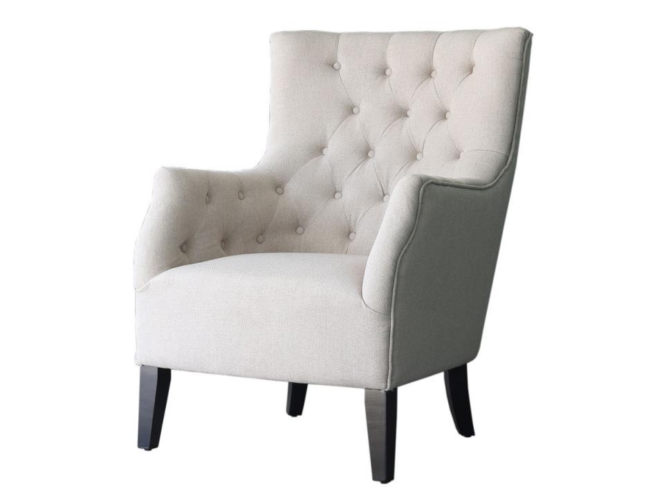 Fauteuil Scandinave Tissu Duchesse - Beige