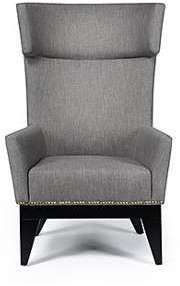 Fauteuil de salon design - tissu gris pieds en bois Fauteuil de salon design -