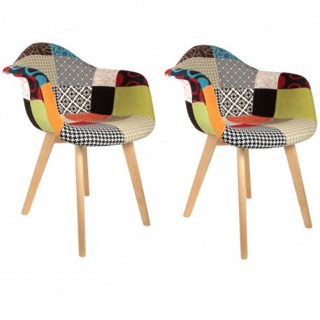 Fauteuil Scandinave Patchwork Colore - Lot de 2