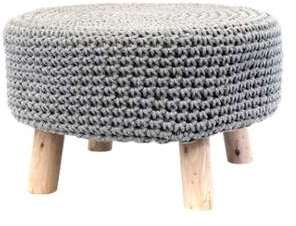 Pouf tréssé LENA coloris gris clair Pouf tréssé LENA coloris gris