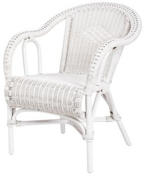 Fauteuil en rotin blanc - Olot- Fauteuil tradition