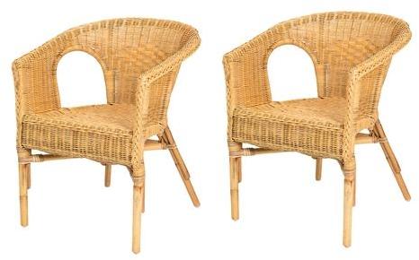 Lot de 2 fauteuils en rotin CHRIS miel - Rotin Des