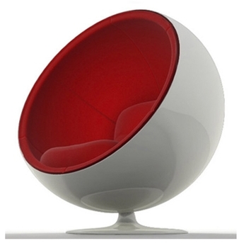 Fauteuil ball chair fibre de verre blanc rouge