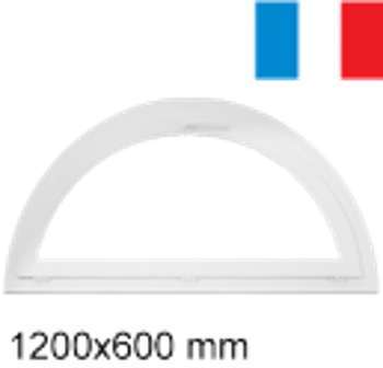 Fenêtre demi-lune à soufflet pvc tableau 1200x600 mm Fenêtre demi-lune à soufflet