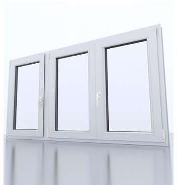 Fenêtre PVC - blanc - trois vantaux Fenêtre PVC - blanc - trois