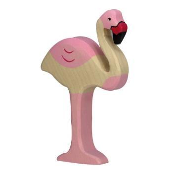 Flamant rose en bois debout 11,5 cm Holztiger