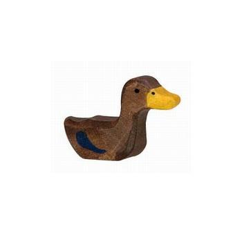Caneton marron en bois qui nage 4.5 cm, Holztiger