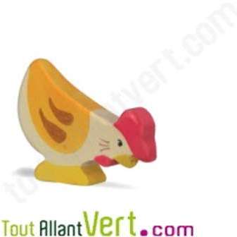 Poule en bois qui picore 6,5 cm