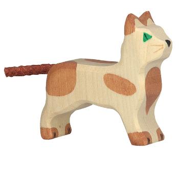 Petit chat en bois debout 6 cm