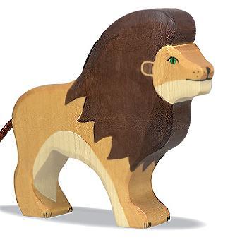 Lion en bois debout 13 cm