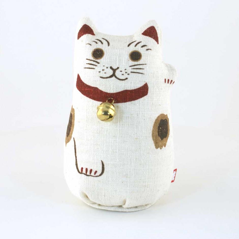Chat blanc porte-bonheur japonais maneki neko tiss