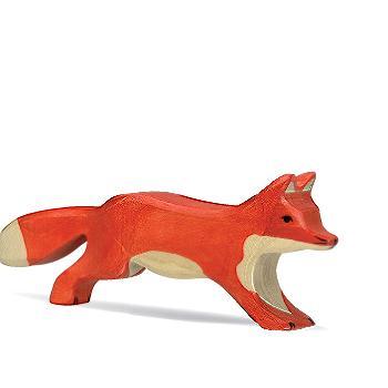 Renard roux en bois qui court 6,5x16 cm