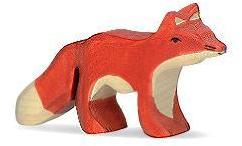 Renard roux petit en bois debout 4,5x11 cm