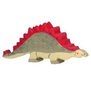 Stégosaure en bois, dinosaure à piques, 17,5 cm