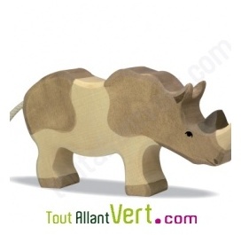 Rhinocéros en bois debout 9 cm