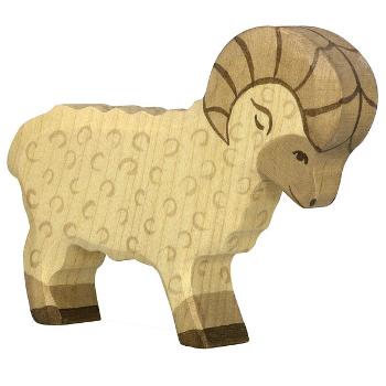 Bélier blanc en bois debout 9,5 cm