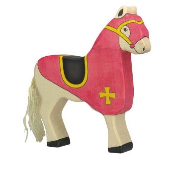 Cheval rouge en bois 17cm