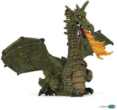 Dragon ailé vert avec flamme - Figurine Papo 39025