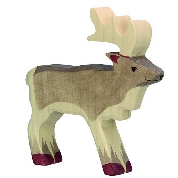 Renne, grande figurine en bois 14,5 cm