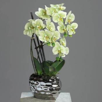 Orchidee artificielle 3 hampes en pot ceramique Ar