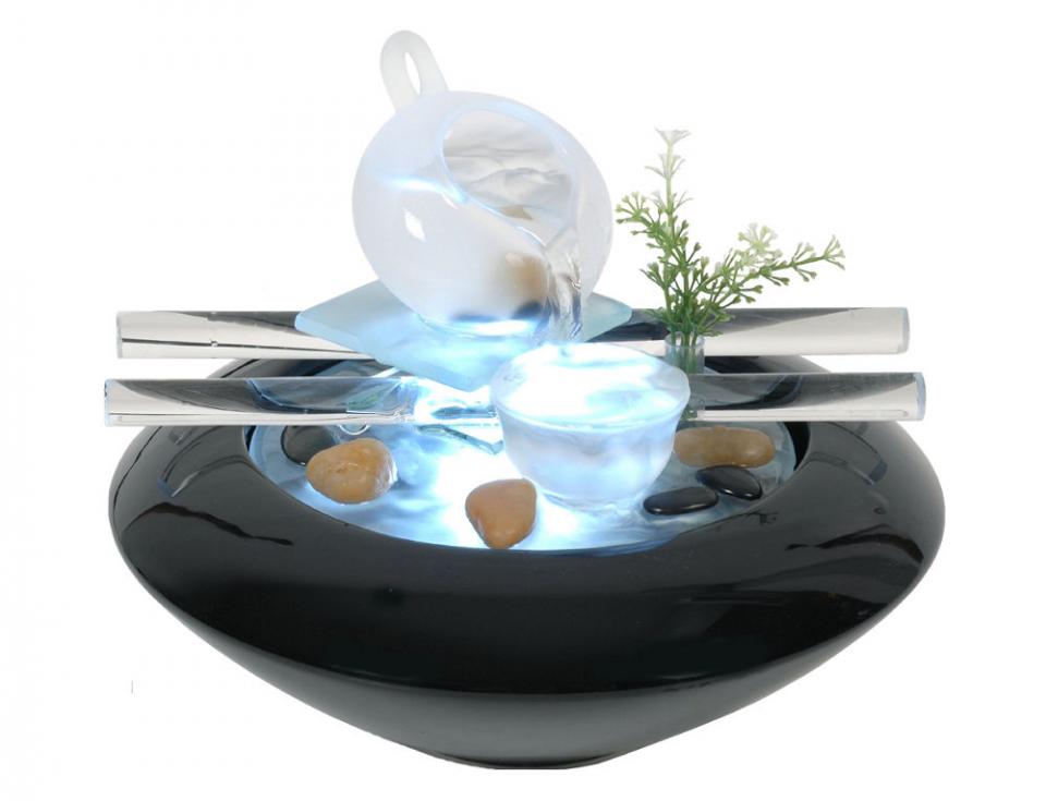 Fontaine d intérieur avec éclairage Led Tea Time 25x25x20cm Fontaine d intérieur avec