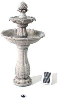 Fontaine Solaire Impérial Blanche 112cm Avec Lumière Fontaine Solaire Impérial
