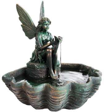 Fontaine Solaire Petite Fée et Coquillage avec Écl