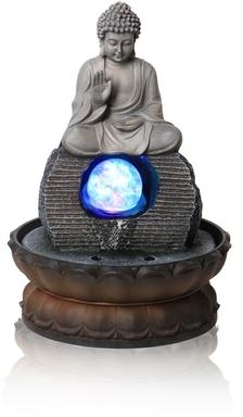 Fontaine Bouddha Boule de Cristal Rotative et Eclairage Fontaine Bouddha Boule de