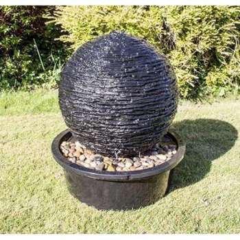 Fontaine Sphère Avec Led Effet Granite - Diamètre 50cm Fontaine Sphère Avec Led Effet