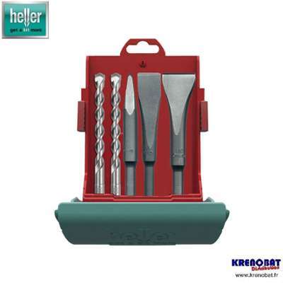 Coffret 3 burins + 2 forets Bionic SDS-plus HELLER
