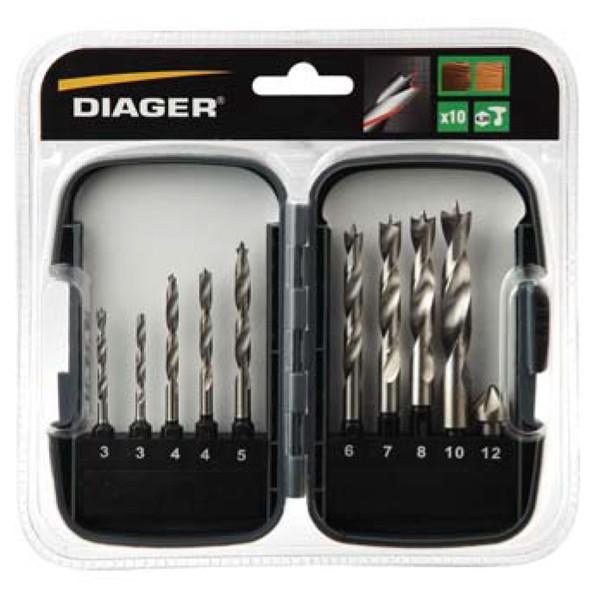 Coffret Foret Diager HEXAGONAL Bois 10pcs