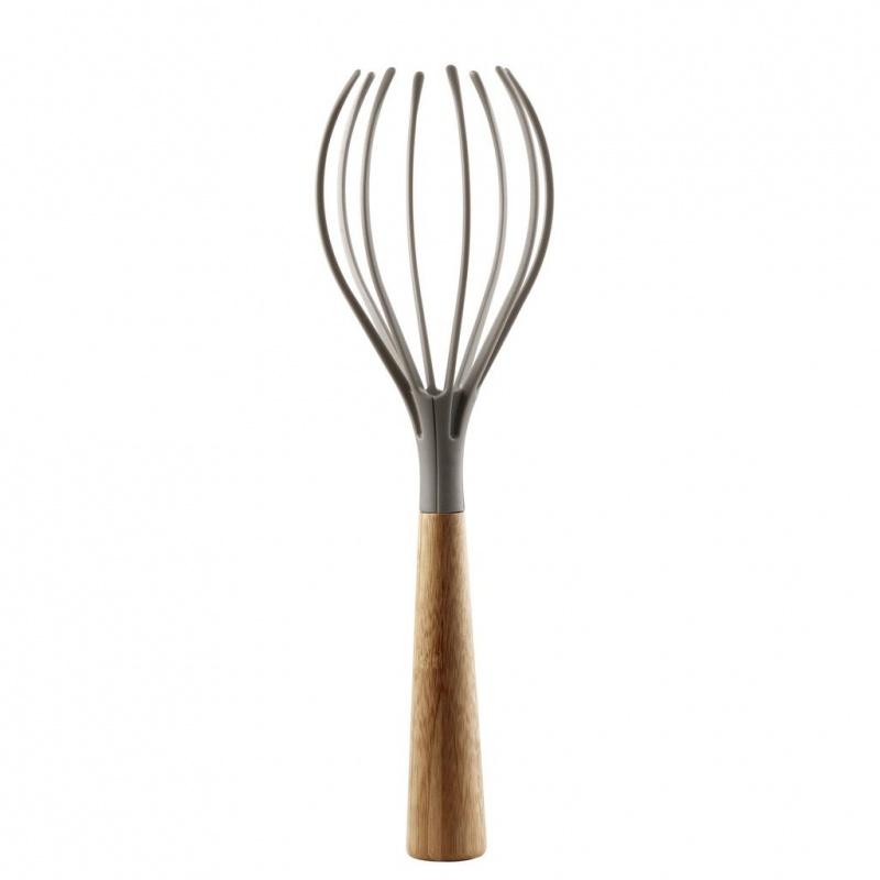Whisk - Fouet - gris/manche en bambou/Exemplaire u