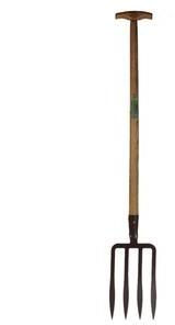 Fourche à bêcher à dents spatulées marron manche p