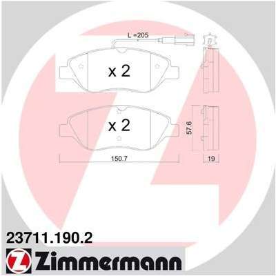 Pneu ZIMMERMANN - Kit de plaquettes de frein frein Pneu ZIMMERMANN - Kit de plaquettes