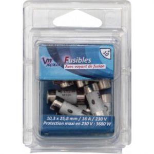 PACK 10 FUSIBLES 10,3X25,8 MM 16A VOYANT VOLTMAN V