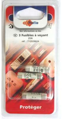 3 FUSIBLES A VOYANT 8.5X31.5 MM - 20 AMPERES - PRO