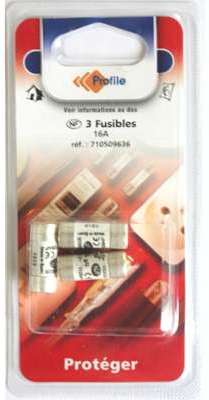 3 FUSIBLES 10.3x25.8 MM - 16 AMPERES - PROFILE