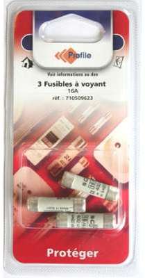 3 FUSIBLES A VOYANT 8.5X31.5 MM - 16 AMPERES - PRO
