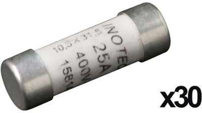 Lot de 30 fusibles céramiques 10,3x31,5 25A à voya